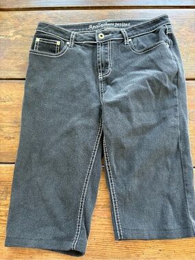 Apollo Jeans Black Petite Cropped Jeans with Contrast Stitching